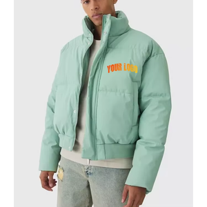 Chaqueta Bomber de Invierno para Hombre, Diseño Antibacterial, con Capucha, Logotipo en Relieve en el Frente, Cierre Completo, Estilo Urbano, Algodón Negro - Product Image 1