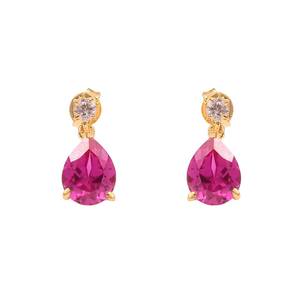 Pendientes de zafiro rosa de Ceilán, plata de ley 925, chapados en oro de 14 quilates, pendientes de pera, joyería fina para mujer, regalo - Product Image 3