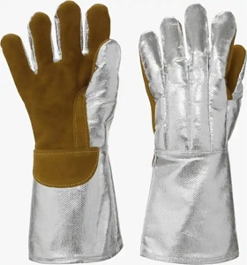 High Temperature Aluminized Cow Split Leather <b>Fire</b> Fighting Gloves Industrial Safety Heat Resistant Work Welders Long Gloves - Product Image 5