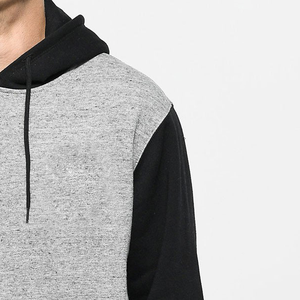 Sweat à capuche personnalisable avec logo brodé, anti-rétrécissement, gris chiné anthracite avec manches noires, teinture unie, idéal pour l'été - Product Image 1