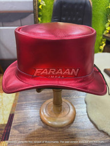 Sombrero de Moda Unisex para Fiesta, Estilo Vaquero Occidental, Steampunk, de Ala Ancha, Vintage, de Cuero Rojo, para Hombre y Mujer - Product Image 6