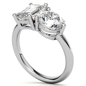 2.75TCW Emerald Cut And Round Brilliant Cut VVS1 Moissanite Engagement <b>Ring</b> Toi Et Moi <b>Ring</b> 10K White Gold <b>Two</b> <b>Stone</b> Wedding Rin - Product Image 5