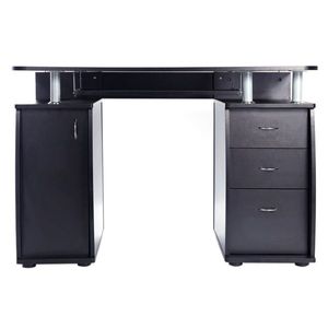 <b>Black</b> 15mm MDF Portable <b>Computer</b> <b>Desk</b> 1pc Door with 3pcs Drawers-a Convenient 'Box' Solution - Product Image 2