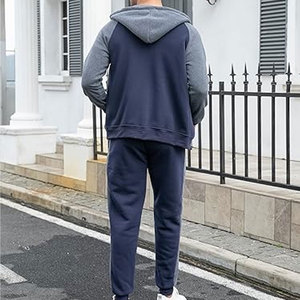 Men's Winter Solid Tracksuit 2 Piece Set Zip Hoodie Sweatsuit <b>Athletic</b> Jogging Casual Outfit Pockets Streetwear Lightweight - Product Image 4