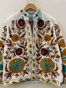 Veste en coton brodée bohème à manches longues, col mandarin, motif floral, grande taille, vêtements de printemps pour femmes - Product Image 4