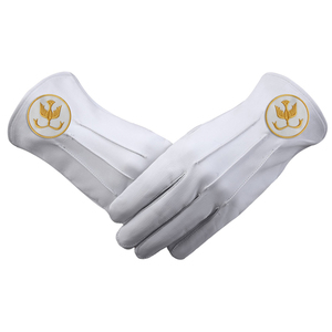 Masonic Soft Leather Gauntlet <b>Gloves</b> <b>Silver</b> Pewter Grey Breathable Four Seasons Outdoor Wrist-Length Parade Needle Detection - Product Image 5