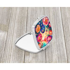 Espejo de maquillaje de viaje compacto con peonías coloridas, espejo de bolsillo de mano plegable para mujeres y niñas, Idea de regalo decorativa - Product Image 2