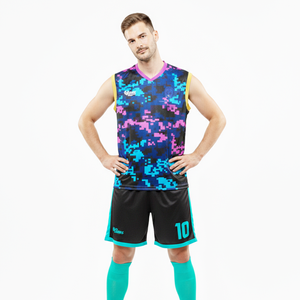 ชุดวิ่งแขนกุดแบบกำหนดเอง ลายมัลติกลิทช์ คอวี ไม่มีแขนเสื้อ ชุดเสื้อและกางเกงขาสั้น พร้อมบริการ OEM - Product Image 6