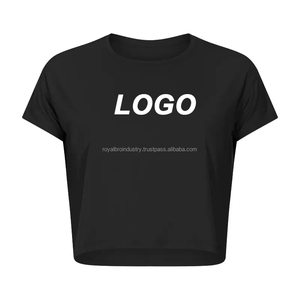 Camiseta sin mangas personalizada para mujer, camiseta de manga corta con cuello redondo, ropa deportiva para gimnasio, Fitness, Yoga, decoración de encaje, blusas para mujer - Product Image 5