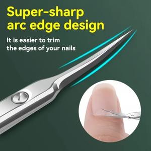 1 pièce Ciseaux à cuticules à lame courbée en acier inoxydable ambidextres, coupe-ongles pour l'élimination des peaux mortes, outil de manucure sans parfum - Product Image 5