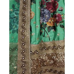 Magnifique Lehenga Choli de soirée de couleur verte, brodé, semi-cousu, par Zeel Clothing - Product Image 3