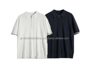 Men's Custom logo High Quality Zipper Knitted <b>Polo</b> T-<b>Shirt</b> Casual <b>Shirts</b> <b>Cropped</b> Pullover Cotton T-<b>Shirts</b> for Men DDP Shipping - Product Image 1