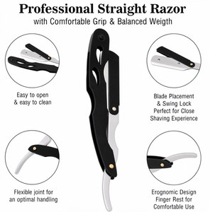 Professional Men's Portable Straight Cut <b>Razor</b> <b>Single</b>-<b>Blade</b> Barber Straight <b>Razor</b>-Premium Quality 100% Stainless Steel - Product Image 2