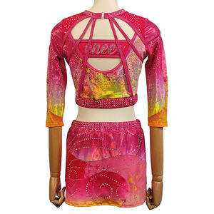 Tenue de cheerleading pour filles, costume de pom-pom girl pour la journée sportive scolaire avec pompons - Product Image 6