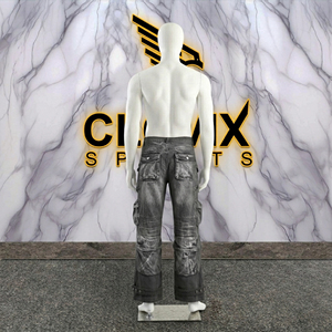 CLOVIX SPORTS Pantalones Cargo de Mezclilla Personalizados para Hombre, Corte Holgado, Multibolsillos, Jeans Lavados, Ropa Urbana, Fabricante Mayorista - Product Image 4