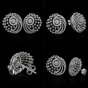 High End 925 <b>Sterling</b> <b>Silver</b> Lab Grown Diamond Fashion <b>Stud</b> Earrings 3-4CT Luxury Jewelry - Product Image 3
