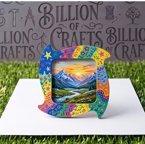 Handmade Wooden Photo Frame <b>Custom</b> Shape Colorful Painted Artwork Decor Tabletop Display Creative Craft Project - Product Image 1