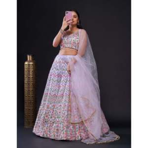 Lehenga Choli de créateur pour occasions spéciales en polyester avec broderies de sequins et de fils - Product Image 1
