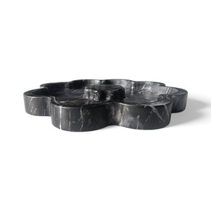 Bandeja Decorativa Redonda de Mármol Negro Zebra, con Forma Festoneada, Moderna, Segura, de Piedra Natural, para Servir, Decoración de Hogar de Lujo - Product Image 1