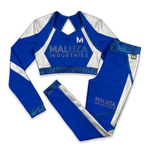 Uniforme de Porristas de Poliéster Estampado de Alto Rendimiento, Top Deportivo de Manga Larga, Pantalones Cortos, Conjunto para Práctica y Competencia Profesional - Product Image 3