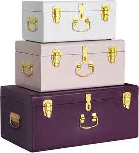 Coffre en métal vintage grand format, durable et écoresponsable, design européen, artisanat Unicorn |   Boîte de rangement décorative pour couvertures - Product Image 2
