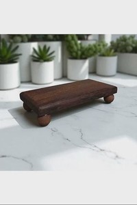 Wood Rectangular Serving <b>Tray</b> with Round Feet Minimalist Design for Plants and Decor - Product Image 6