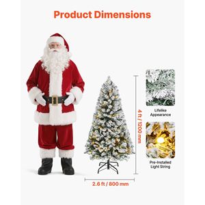 Albero di Natale innevato preilluminato da 120 cm con 120 luci LED bianco caldo, decorazioni natalizie complete, forniture promozionali per feste - Product Image 2