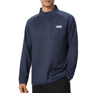 Camiseta Deportiva de Manga Larga con Cierre de Cremallera para Hombre, Color Sólido, Secado Rápido, Poliéster, Informal, para Exteriores, con Logotipo Frontal con Impresión por Transferencia de Calor - Product Image 2