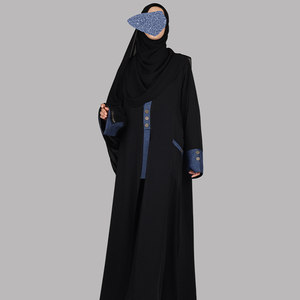 Ensemble Abaya et Hijab Assorti en Satin à Carreaux pour Femme, Coupe Longue Évasée, Vêtement Islamique Haut de Gamme Prêt à la Vente - Product Image 4