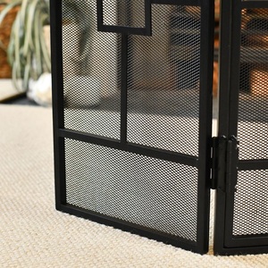 Protector de Chimenea Metálico Monarch Grid, Cuatro Paneles Plegables, Malla Fina, Protector de Chispas, Protector de Chimenea Independiente, Acabado Negro - Product Image 3