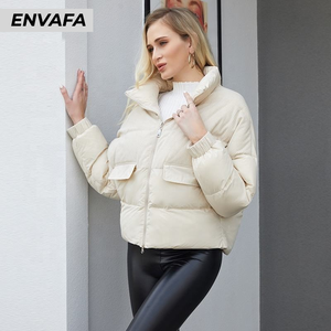 Chaqueta de plumón corta con cremallera para mujer, nueva, a la moda, cálida, informal, estilo burbuja, venta al por mayor - Product Image 5