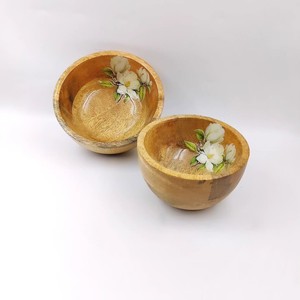 Handmade Wooden Bowl Set Natural Wood Grain Wabi Sabi Style Serving Bowls For Home Use Uncoated Crafted Bowl Collection - Product Image 3