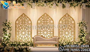 Luxury Golden Fiber <b>Frames</b> Panel for Stage Decor Premium Indian Wedding Reception Stage Royal Wedding Sofa Backdrop Ireland - Product Image 6