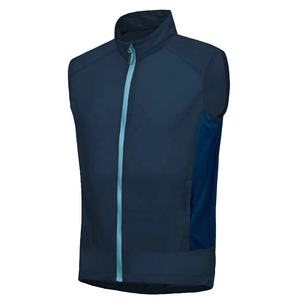 Gilet sans manches à fermeture éclair intégrale pour homme, noir uni, col montant, maillot de cyclisme léger, performance optimale, gilet chauffant - Product Image 2