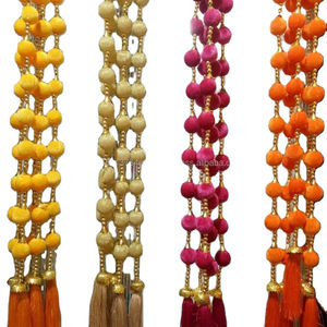 Nuevo Adorno Colgante de Pompones de Algodón Multicolor para Graduación, Boda, Decoración Haldi Mehndi, Fondo de Fiesta, Decoración para Puerta - Product Image 1