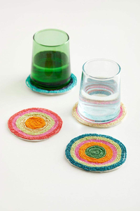 Juego de Cuatro Posavasos con Diseño de Cuentas Bordadas en Naranja y Verde, Elegantes, Únicos y Hermosos de Hiba Enterprises - Product Image 4