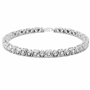 Laxury Moissanite Tennis <b>Bracelet</b> <b>Women</b> Jewelry 925 <b>Sterling</b> <b>Silver</b> Heart Shape Bezel Setting Round Cut Diamond <b>Bracelets</b> - Product Image 1