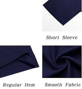 Camiseta Casual de Algodón para Hombre, Cuello Redondo, Manga Corta, Color Azul Marino, Talla Grande - Product Image 2