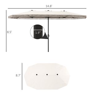 "Extra <b>Large</b> 15ft Cream White Patio <b>Umbrella</b> with Fringe Crank Handle UPF30+ for Outdoor Use" #### "Garden <b>Umbrella</b> Radii 2.7m" - Product Image 3