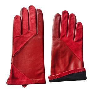 Red Leather Wrist Length <b>Gloves</b> Thermal Unlined Plain Style Daily Use Winter - Product Image 1