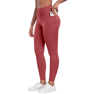 Legging rouge clair pour femme, à porter à l'extérieur, à l'intérieur, au sport ou à la maison, en tissu tricoté respirant, de haute qualité, très bien coté. - Product Image 1