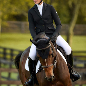 Veste d'équitation pour femmes, noire, manches longues, pour saut d'obstacles, avec trois boutons et poches à rabat - Product Image 5