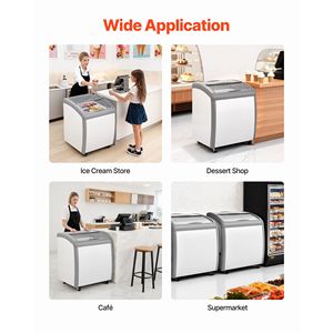 Congelador Horizontal Comercial de 5.4 Pies Cúbicos, 19.3 F, Temperatura Ajustable, Congelador Móvil con 2 Cestas de Alambre para Exhibición de Helados - Product Image 6