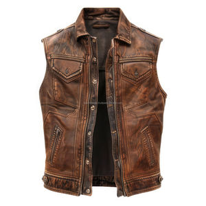 Nouvel arrivage de gilet sans manches pour hommes design personnalisé toile en cuir véritable hiver confortable respirant Streetwear couleur personnalisée - Product Image 1