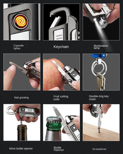 Dericsson Key Chain <b>Lighter</b> 9 in 1 Multifunction Wine Bottle Opener Keychain <b>Lighter</b> Rechargeable USB <b>Lighter</b> Knife <b>Lighter</b> - Product Image 6