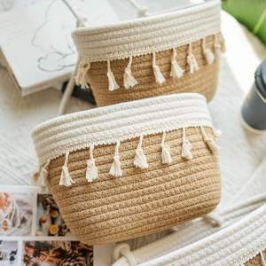 Cotton <b>Rope</b> <b>Baskets</b> Over the Door Wall Hanging Bag for Nursery Living Room Bathroom Door Storage Organizer for Decoration - Product Image 2