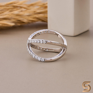 Anillo Cruzado de Oro Blanco de 18K con Diamantes Cultivados en Laboratorio de 0.57 CT, Banda de Diamantes Cruzados de 1.60mm, Anillo Minimalista con Diamantes de Laboratorio - Product Image 5