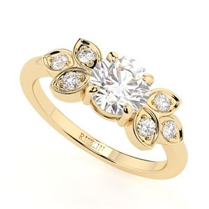 Anillo de Compromiso de Oro Blanco con 7 Diamantes Cultivados en Laboratorio de Corte Redondo, Estilo Elegante para Mujer - Product Image 2