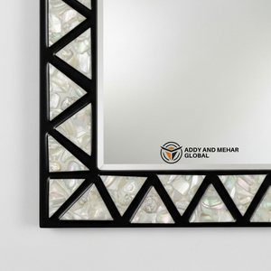 กระจกติดผนังงานฝีมือรักษ์โลกสไตล์อาร์ตเดโค ประดับมุกทรงสี่เหลี่ยมหรูหรา พร้อมกรอบเรขาคณิตสีดำ สำหรับตกแต่งงานแต่งงาน - Product Image 5