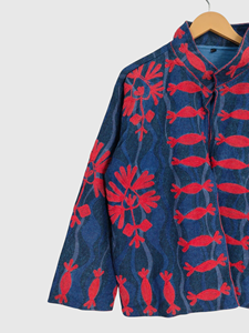 Veste à col mandarin brodée à la main avec motif floral, manches longues, coupe ample, vêtements de printemps pour adultes, coton, taille plus pour femmes - Product Image 4